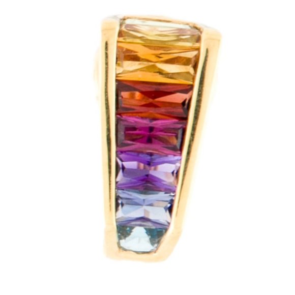 14K YELLOW GOLD MULTISTONE EARCLIPS EARRINGS - Picture 2 of 5